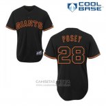 Camiseta Beisbol Hombre San Francisco Giants Buster Posey 28 Negro Fashion Cool Base