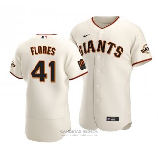 Camiseta Beisbol Hombre San Francisco Giants Wilmer Flores Autentico Primera Crema