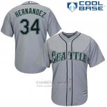 Camiseta Beisbol Hombre Seattle Mariners 34 Felix Hernandez Gris Cool Base