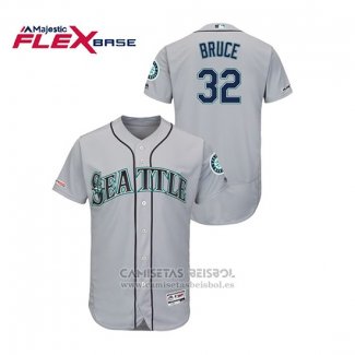 Camiseta Beisbol Hombre Seattle Mariners Jay Bruce 150th Aniversario Patch Autentico Flex Base Gris