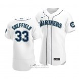 Camiseta Beisbol Hombre Seattle Mariners Justus Sheffield Autentico Primera Blanco