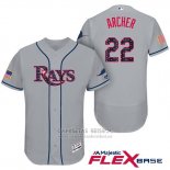 Camiseta Beisbol Hombre Tampa Bay Rays 2017 Estrellas y Rayas Chris Archer Gris Flex Base