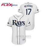 Camiseta Beisbol Hombre Tampa Bay Rays Austin Meadows 2019 Postemporada Flex Base Blanco