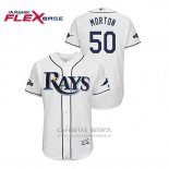 Camiseta Beisbol Hombre Tampa Bay Rays Charlie Morton 2019 Postemporada Flex Base Blanco