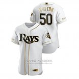 Camiseta Beisbol Hombre Tampa Bay Rays Charlie Morton Golden Edition Autentico Blanco