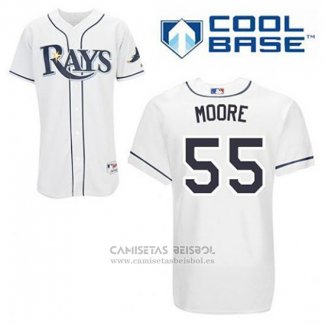 Camiseta Beisbol Hombre Tampa Bay Rays Matt Moore 55 Blanco Primera Cool Base