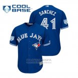 Camiseta Beisbol Hombre Toronto Blue Jays Aaron Sanchez Cool Base Entrenamiento de Primavera 2019 Azul