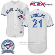 Camiseta Beisbol Hombre Toronto Blue Jays Michael Saunders 21 Blanco Flex Base