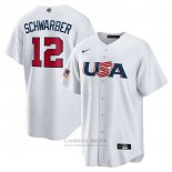 Camiseta Beisbol Hombre USA 2023 Kyle Schwarber Replica Blanco