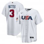 Camiseta Beisbol Hombre USA 2023 Mookie Betts Replica Blanco