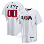 Camiseta Beisbol Hombre USA 2023 Personalizada Replica Blanco