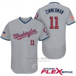 Camiseta Beisbol Hombre Washington Nationals 2017 Estrellas y Rayas Ryan Zimmerman Gris Flex Base