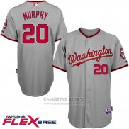 Camiseta Beisbol Hombre Washington Nationals Daniel Murphy Autentico Collection Gris Flex Base Jugador