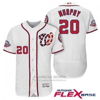 Camiseta Beisbol Hombre Washington Nationals Daniel Murphy Blanco 2018 All Star Primera Alterno Flex Base