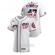 Camiseta Beisbol Hombre Washington Nationals Howie Kendrick 2020 Stars & Stripes 4th of July Blanco