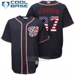 Camiseta Beisbol Hombre Washington Nationals Stephen Strasburg Stars Stripes Cool Base Azul