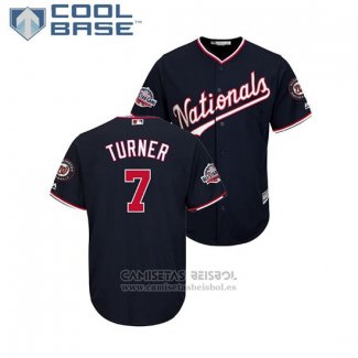 Camiseta Beisbol Hombre Washington Nationals Trea Turner Cool Base Alterno Replica Azul