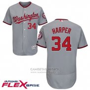 Camiseta Beisbol Hombre Washington Nationals Wanshington Bryce Harper Gris Flex Base Autentico Collection