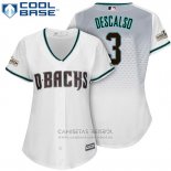 Camiseta Beisbol Mujer Arizona Diamondbacks 2017 Postemporada 3 Daniel Descalso Blanco Cool Base