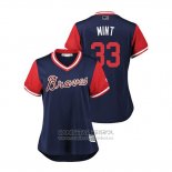 Camiseta Beisbol Mujer Atlanta Braves A.j. Minter 2018 LLWS Players Weekend Mint Azul