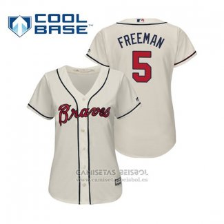 Camiseta Beisbol Mujer Atlanta Braves Freddie Freeman Cool Base Alterno 2019 Crema