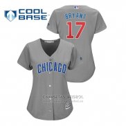 Camiseta Beisbol Mujer Chicago Cubs Kris Bryant Cool Base Replica Player Gris