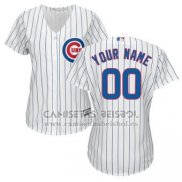 Camiseta Beisbol Mujer Chicago Cubs Personalizada Blanco