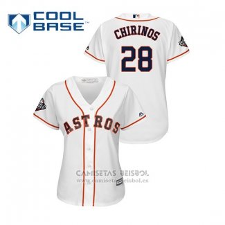 Camiseta Beisbol Mujer Houston Astros Robinson Chirinos 2019 World Series Bound Cool Base Blanco