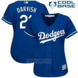 Camiseta Beisbol Mujer Los Angeles Dodgers 21 Yu Darvish Cool Base Azul
