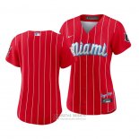 Camiseta Beisbol Mujer Miami Marlins 2021 City Connect Sugar Kings Rojo
