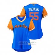 Camiseta Beisbol Mujer Miami Marlins Drew Rucinski 2018 LLWS Players Weekend Rusinski Azul