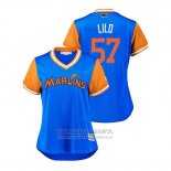Camiseta Beisbol Mujer Miami Marlins Elieser Hernandez 2018 LLWS Players Weekend Lilo Azul