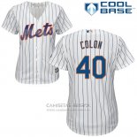 Camiseta Beisbol Mujer New York Mets 40 Bartolo Colon Blanco Cool Base
