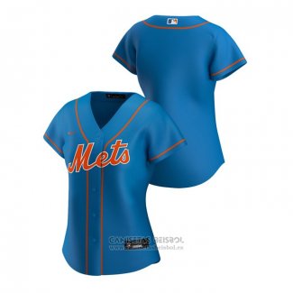 Camiseta Beisbol Mujer New York Mets Replica 2020 Alterno Azul