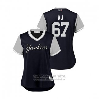 Camiseta Beisbol Mujer New York Yankees A.j. Cole 2018 LLWS Players Weekend Aj Azul