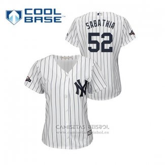 Camiseta Beisbol Mujer New York Yankees C.c. Sabathia 2019 Postemporada Cool Base Blanco