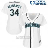 Camiseta Beisbol Mujer Seattle Mariners 34 Felix Hernandez Blanco Cool Base