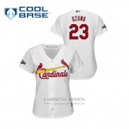 Camiseta Beisbol Mujer St. Louis Cardinals Marcell Ozuna 2019 Postemporada Cool Base Blanco