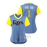 Camiseta Beisbol Mujer Tampa Bay Rays Willy Adames 2018 LLWS Players Weekend The Kid Azul