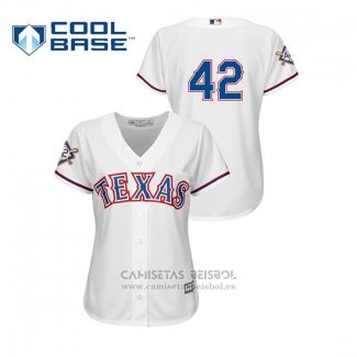 Camiseta Beisbol Mujer Texas Rangers 2019 Jackie Robinson Day Cool Base Blanco