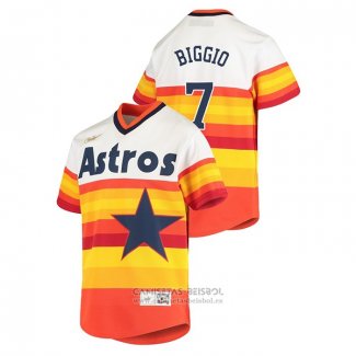 Camiseta Beisbol Nino Houston Astros Craig Biggio Cooperstown Collection Primera Blanco Naranja