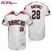 Camiseta Beisbol Hombre Arizona Diamondbacks 28 Jd Martinez Blanco Rojo Primera Flex Base
