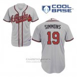 Camiseta Beisbol Hombre Atlanta Braves 19 Andrelton Simmons Gris Cool Base