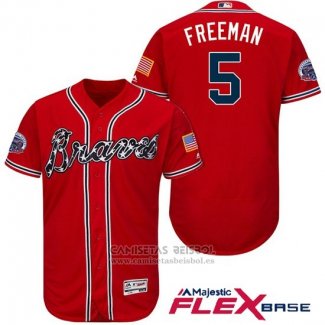 Camiseta Beisbol Hombre Atlanta Braves 5 Frojodie Freeman Braves Rojo 2017 All Star Flex Base