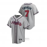Camiseta Beisbol Hombre Atlanta Braves Dansby Swanson 2020 Replica Road Gris