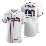 Camiseta Beisbol Hombre Atlanta Braves Personalizada Stars & Stripes 4th of July Blanco