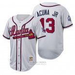 Camiseta Beisbol Hombre Atlanta Braves Ronald Acuna Jr. Flex Base Autentico Collezione Alterno 2019 Crema