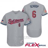 Camiseta Beisbol Hombre Baltimore Orioles 2017 Estrellas Y Rayas 6 Jonathan Schoop Gris Flex Base
