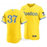 Camiseta Beisbol Hombre Boston Red Sox Nick Pivetta 2021 City Connect Autentico Oro