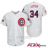Camiseta Beisbol Hombre Chicago Cubs 2017 Estrellas y Rayas Cubs 34 Jon Lester Blanco Flex Base